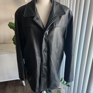 Bod & Christensen Mens Black Leather Jacket Size Medium